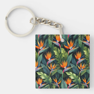Bird of Paradise Flower Pattern Keychain
