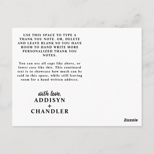 Bird of Paradise Flowers and Jungle Leaves Thanks Postcard (Back)