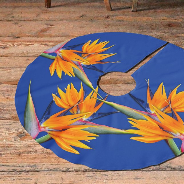 Bird of Paradise Flowers Navy Blue Tree Skirt (Creator Uploaded)