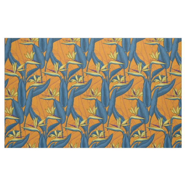 Bird of paradise flowers on orange fabric (Fat Quarter)