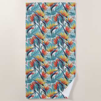 Bird of Paradise Garden Beach Towel