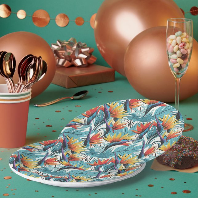 Bird of Paradise Garden Paper Plate (Multi)