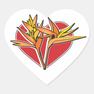 Bird of Paradise Heart Sticker