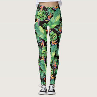 Bird of Paradise in the Jungle Tropical Leggings