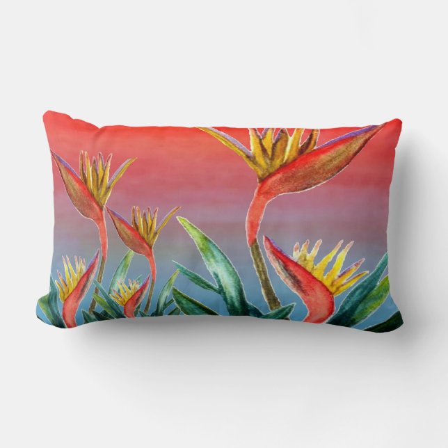 Bird of Paradise Lumbar pillow from art (Front)