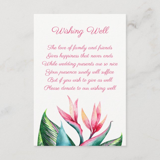 Bird of Paradise Mariage Wishing Well Cartes (Devant)