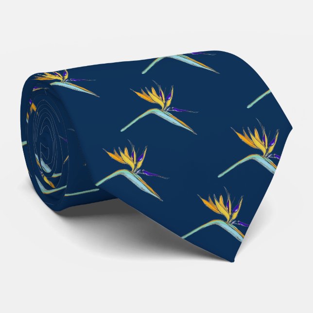 Bird-of-Paradise Men's Tie on ANY CUSTOM COLOR (Rolled)