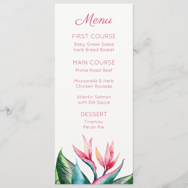 Bird of Paradise Monogram Tropical Menus (Front)
