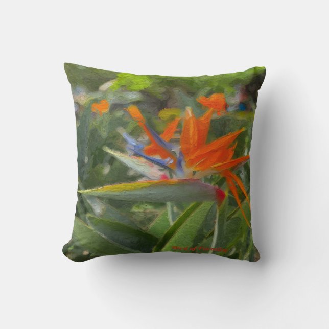Bird of Paradise Oil Painting   Throw Pillow (Front)