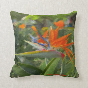 Bird of Paradise Oil Painting Throw Pillow