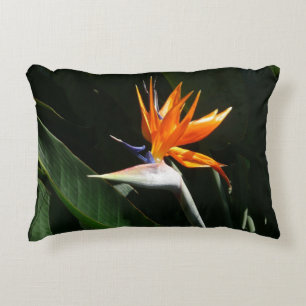 Bird of Paradise Orange Tropical Flower Decorative Pillow