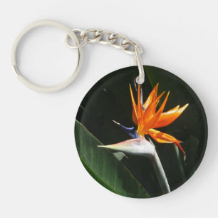 Bird of Paradise Orange Tropical Flower Keychain