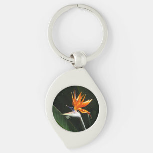Bird of Paradise Orange Tropical Flower Keychain
