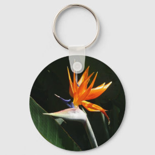 Bird of Paradise Orange Tropical Flower Keychain