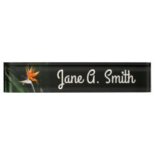 Bird of Paradise Orange Tropical Flower Nameplate