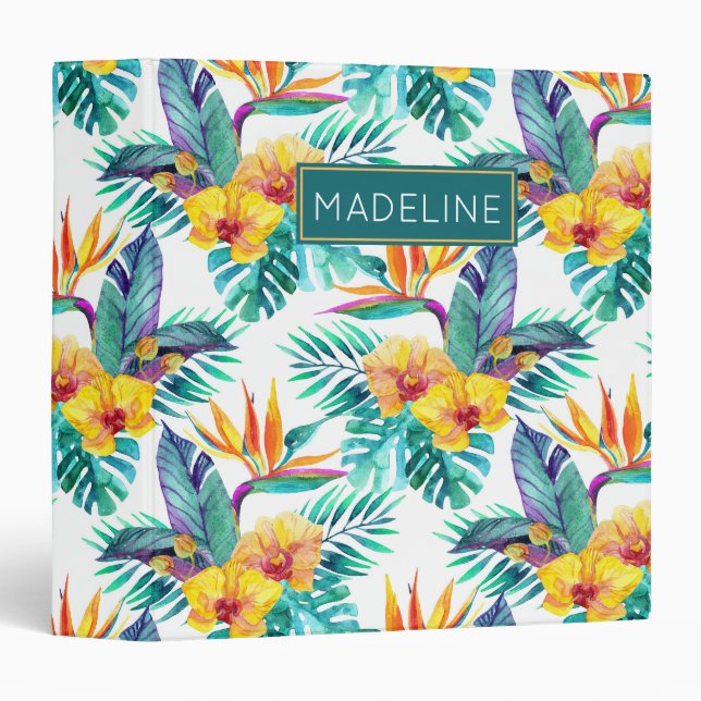 Bird Of Paradise & Orchid Pattern | Add Your Name Binder (Front/Spine)