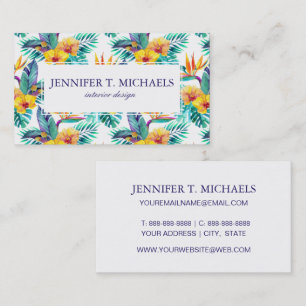 Bird Of Paradise & Orchid Pattern  Add Your Name Business Card