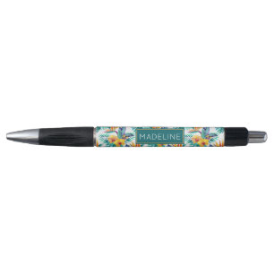 Bird Of Paradise & Orchid Pattern Add Your Name Pen