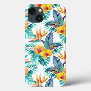 Bird Of Paradise & Orchid Pattern iPhone 13 Case