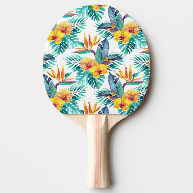 Bird Of Paradise & Orchid Pattern Ping Pong Paddle (Front)