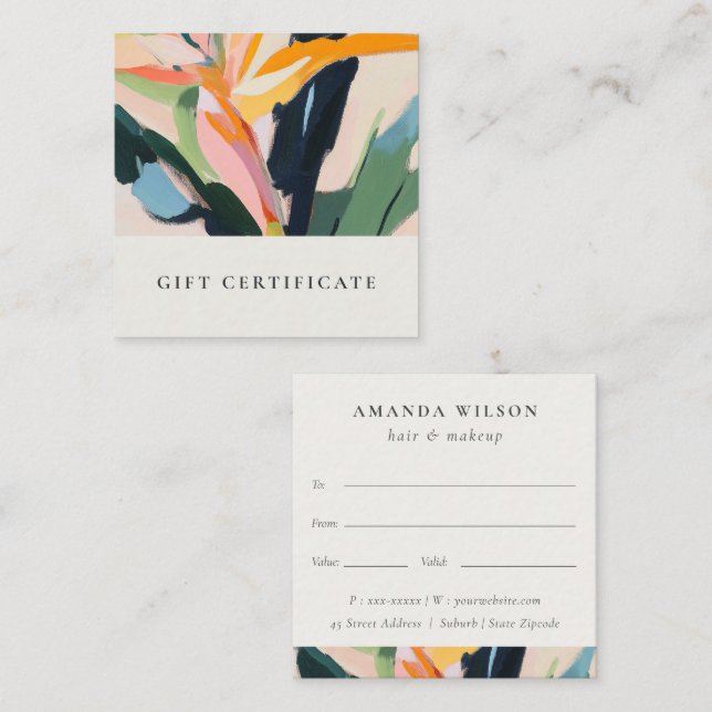 Bird Of Paradise Painted Floral Gift Certificate (Front/Back)