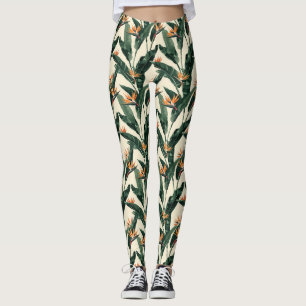 Bird of Paradise Plant Pattern Leggings