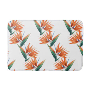 Bird of paradise, strelitzia exotic flower bath mat