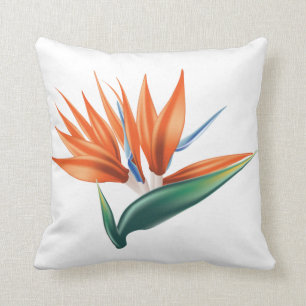 Bird of paradise, strelitzia exotic flower throw pillow