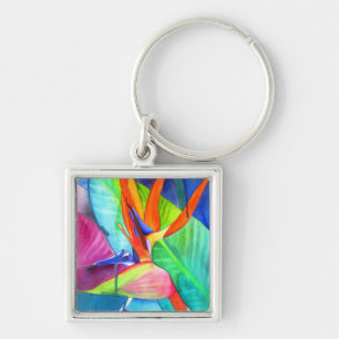 Bird of Paradise Strelitzia flower tropical art Keychain
