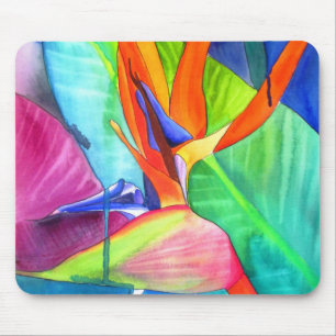 Bird of Paradise Strelitzia flower tropical art Mouse Pad