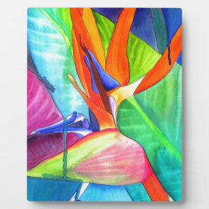 Bird of Paradise Strelitzia flower tropical art Plaque