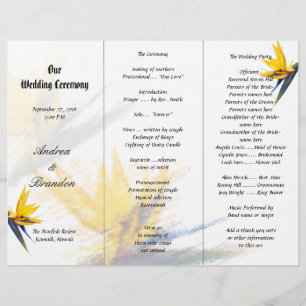 Bird of Paradise Tri-Fold Wedding Program Template