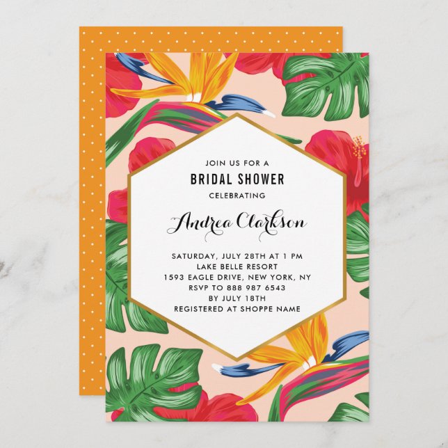 Bird of Paradise Tropical Bridal Shower Invitation (Front/Back)