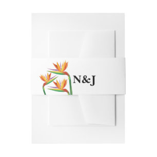 Bird of Paradise Tropical Floral Wedding Invitation Belly Band