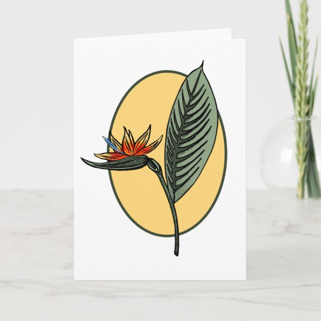 Bird of Paradise Tropical Flower Botanical Holiday Card (Front)