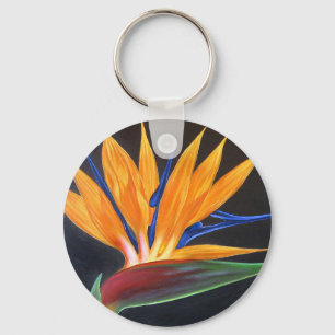Bird Of Paradise Tropical Flower Painting - Multi Keychain
