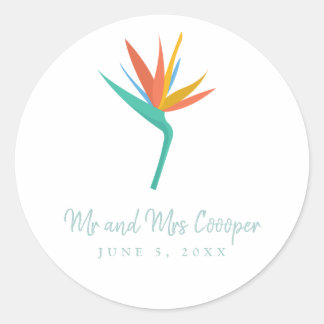 Bird of Paradise Tropical Flower Wedding Sticker