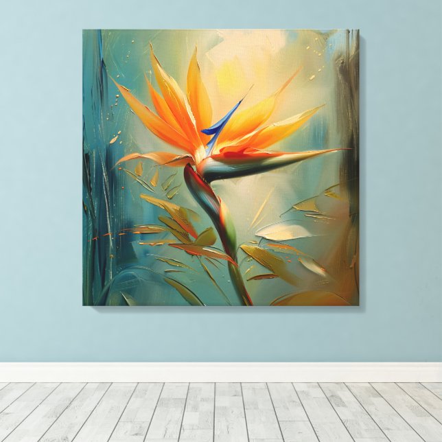 Bird of Paradise Tropical Plant Canvas Print (Insitu(Wood Floor))