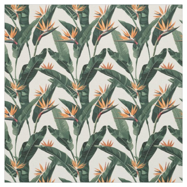 Bird of Paradise Tropical Plant Seamless Pattern Fabric (Swatch)