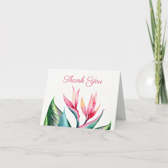 Bird of Paradise Tropical Thank You Card (Front)