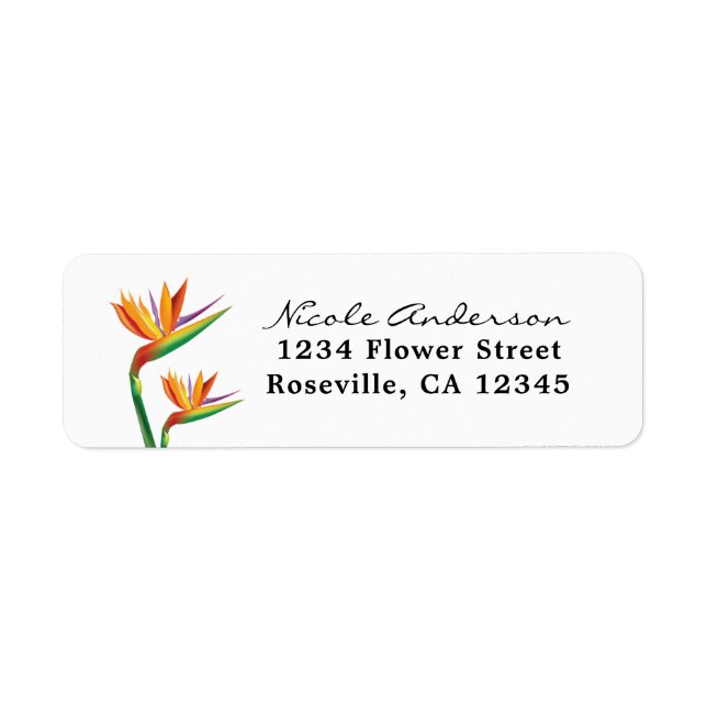 Bird of Paradise Tropical Wedding Address Labels (Front)