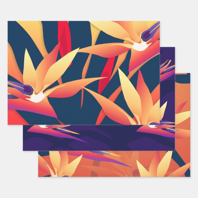 Bird-of-Paradise Tropical Wrapping Paper Sheet (Set)
