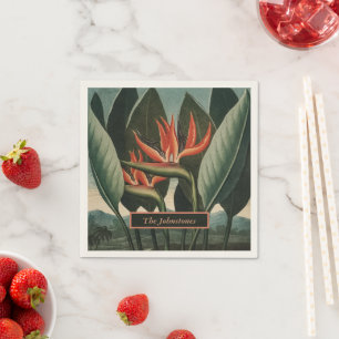 Bird of Paradise Vintage Temple of Flora with Name Napkin