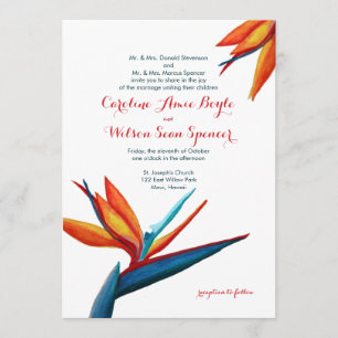 Bird of Paradise Watercolor Wedding Invitation