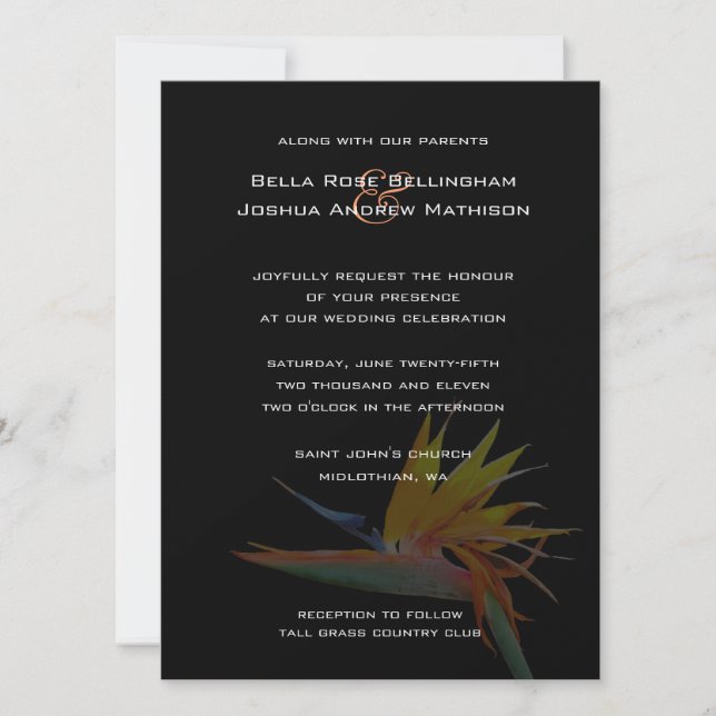 Bird of Paradise Wedding Invitation (Front)