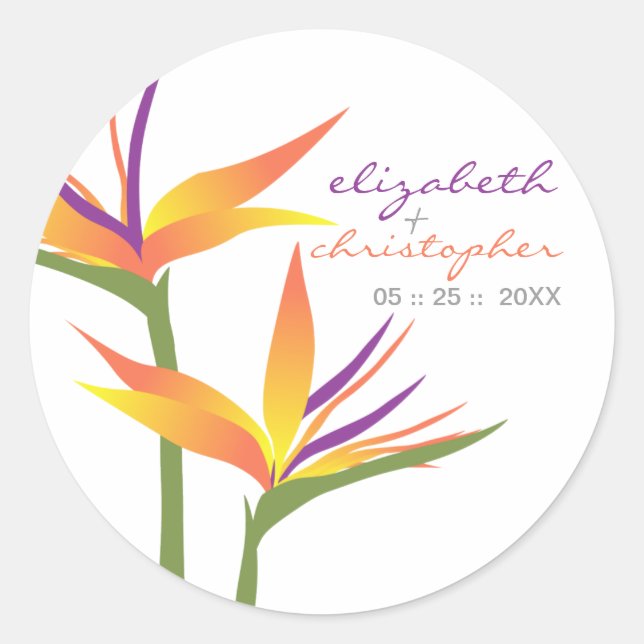 Bird of Paradise Wedding Stickers (Front)