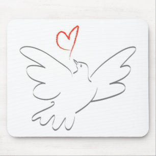 Bird of Peace and Heart Mouse Pad