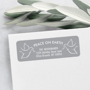 Bird of Peace Grey White Holiday Return Address