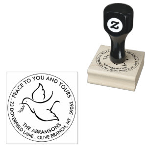 Bird of Peace Holiday Dove Modern Return Address Rubber Stamp