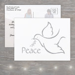 Bird of Peace Modern Minimalist Dove 1 Photo White Holiday Postcard<br><div class="desc">Wish family and friends a simple gift of peace for the holidays with an elegant dove one photo postcard. All wording on this template (including "Peace" on front) is simple to customize, making it suitable for Christmas, New Years, Hanukkah and Rosh Hashanah. The modern minimalist white and grey design features...</div>